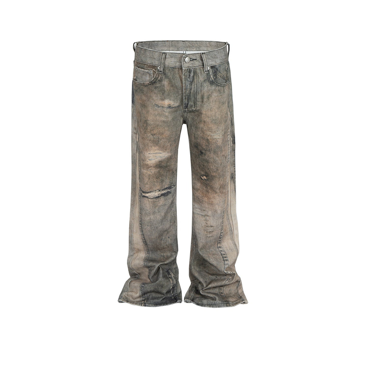 Men's Vintage Pants Men's Women's Ripped Printed Jeans MIJKO