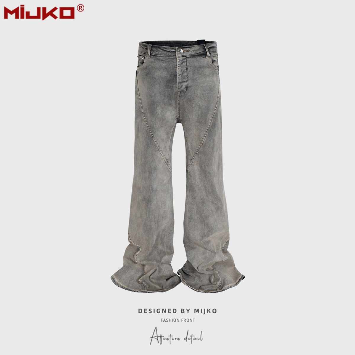 Mens Vintage Pants Distressed High-stretch Bootcut jeans MIJKO