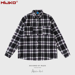 Mens Jacket Loose Plaid Jacket Unisex MIJKO