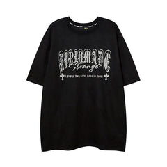 Men T Shirt Suede Gothic Letter Print Hiphop Short Sleeve T-shirt