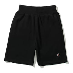 Embroidered small label shark shorts male and adolescent solid color five-point pants casual straight beach pants