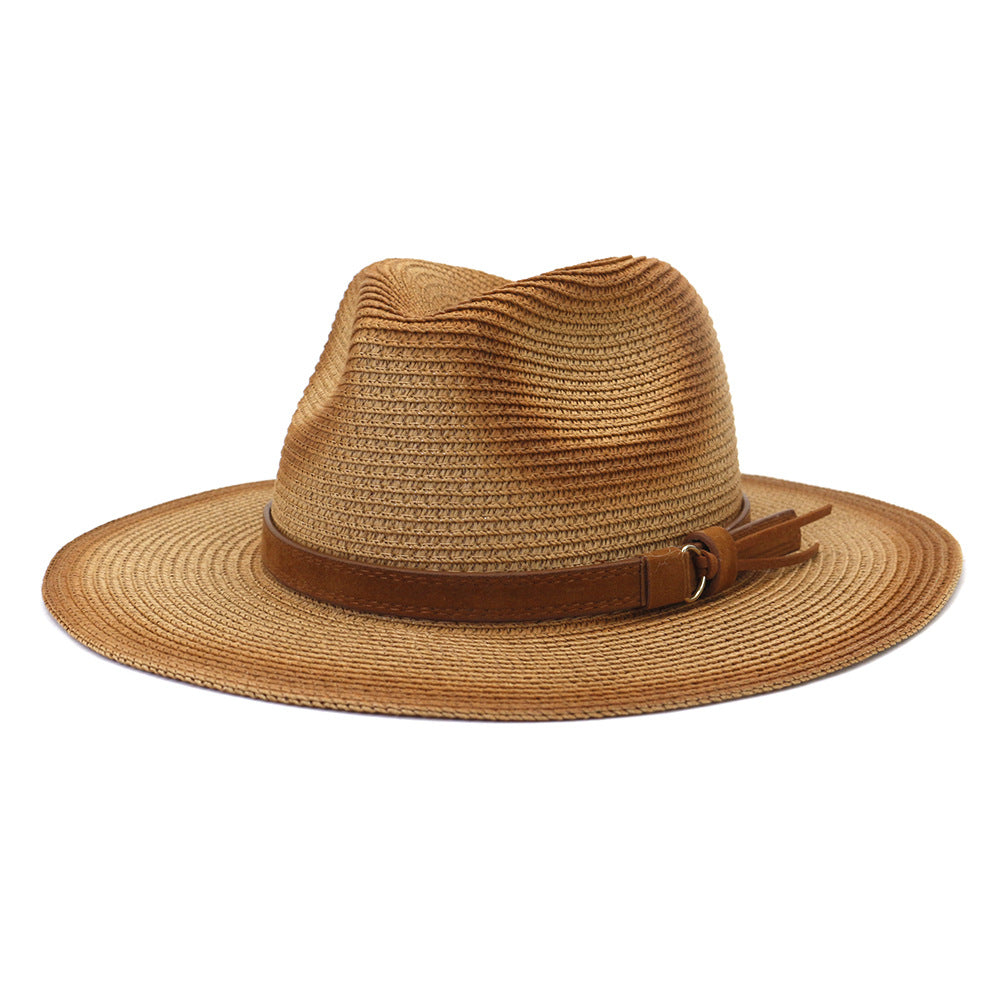 Chapeaux de cowboy en paille Printemps/Été Hommes et Femmes Voyage extérieur Protection solaire Chapeau de soleil