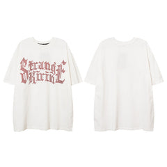 T-shirt à manches courtes imprimé strass pour homme, coupe ample, décontracté, pour l'été