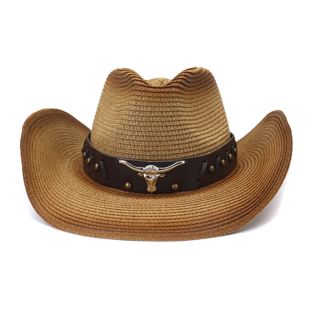 Chapeaux de cowboy en paille Protection solaire au bord de la mer Chapeau de soleil pour hommes