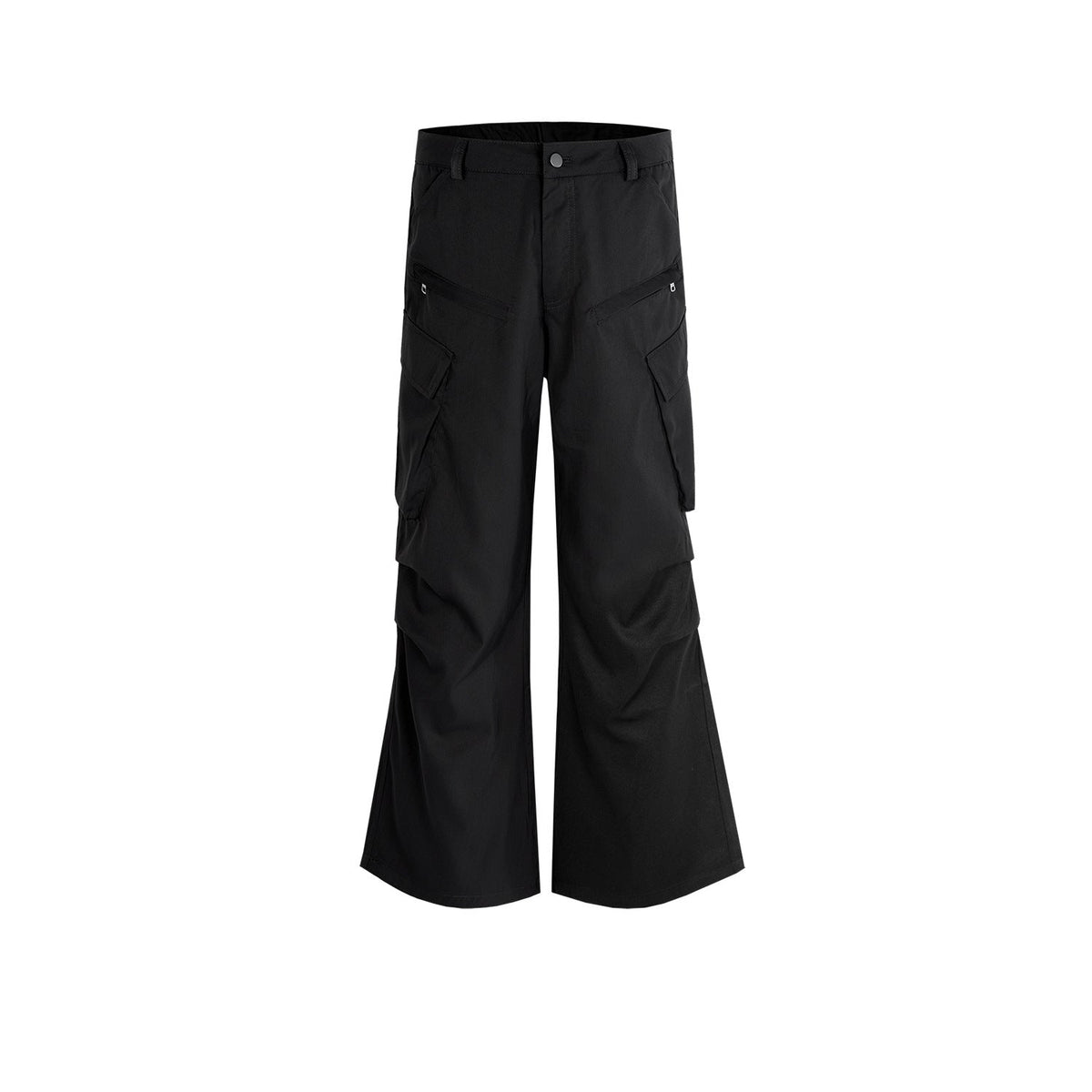 Mens Vintage Pants Multi-Pocket Trousers Pleated Zipper Flared Wide Feet High Street Casual Pants MIJKO