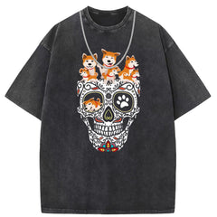 Men T Shirts Washed old punk cotton printed short-sleeved T-shirt