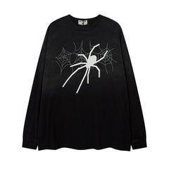 Men Long Sleeve T Shirt Dark Style Personality Spider Print