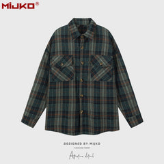 Mens Jacket Loose Casual Plaid Jacket MIJKO