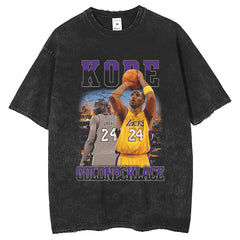 Mens T Shirts Washing Vintage T-Shirt Kobe Printed Short Sleeves