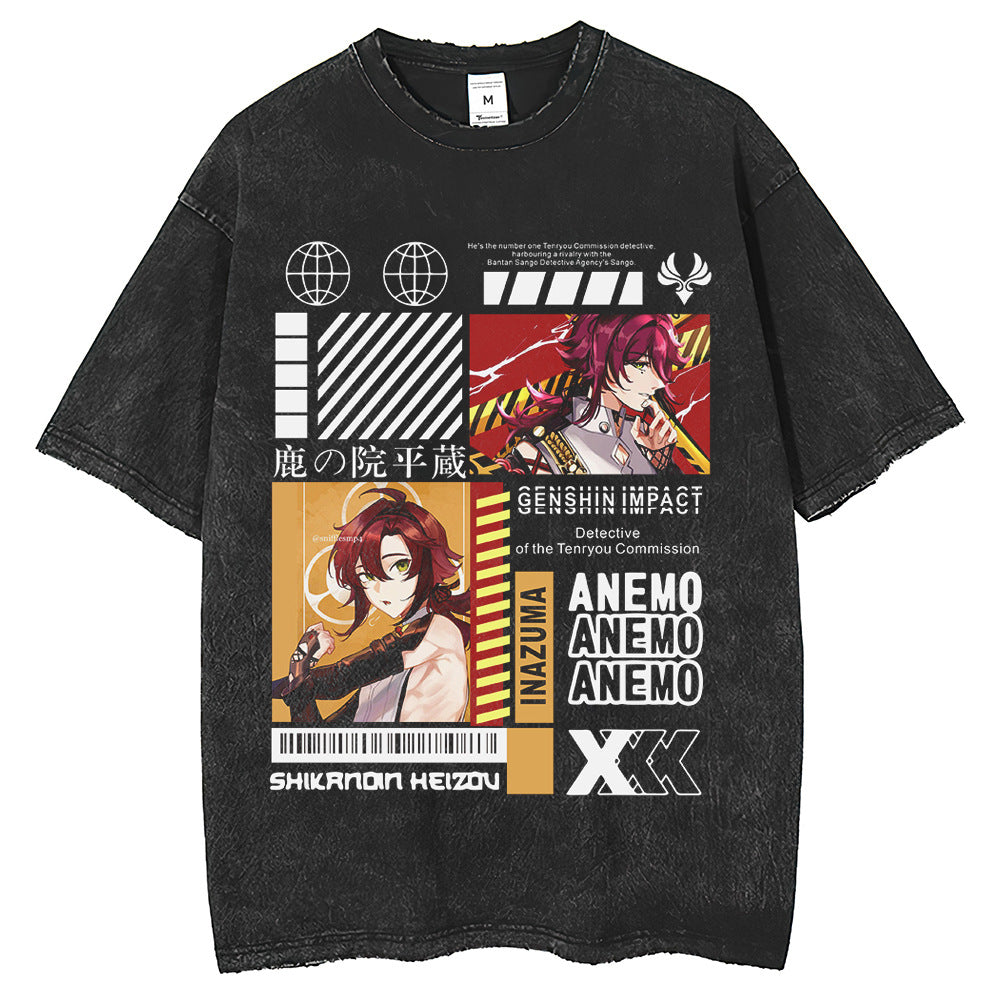 Mens T Shirts Summer Anime Printed Short Sleeve T-Shirts