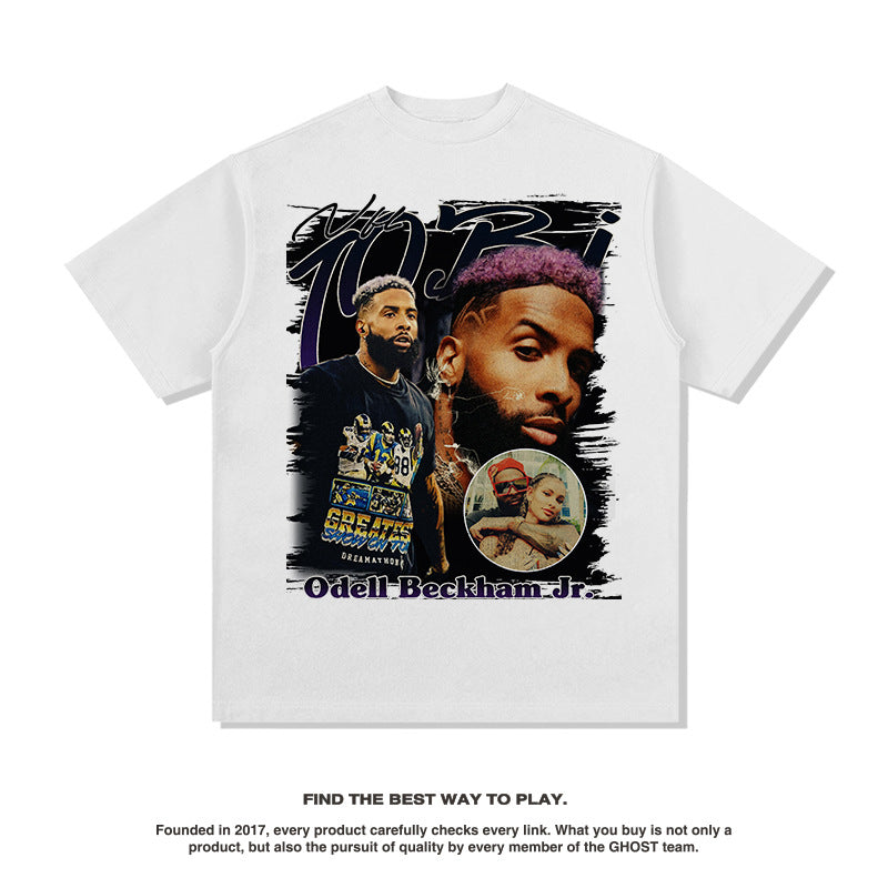 Nba T Shirt Printed Short-Sleeved T-shirt Washed Distressed Top Summer