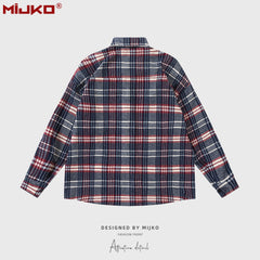 Mens Jacket Double Pocket Plaid Jacket MIJKO