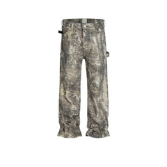 Men's Vintage Pants slim-fit trousers men's and women's straight camouflage old faded jeans MIJKO
