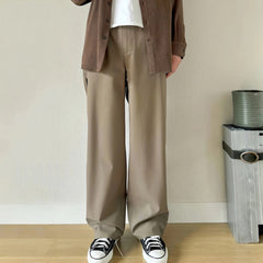 Men Vintage Pants Splicing Optional Wide-Foot Zipper Pants Casual Pants MIJKO
