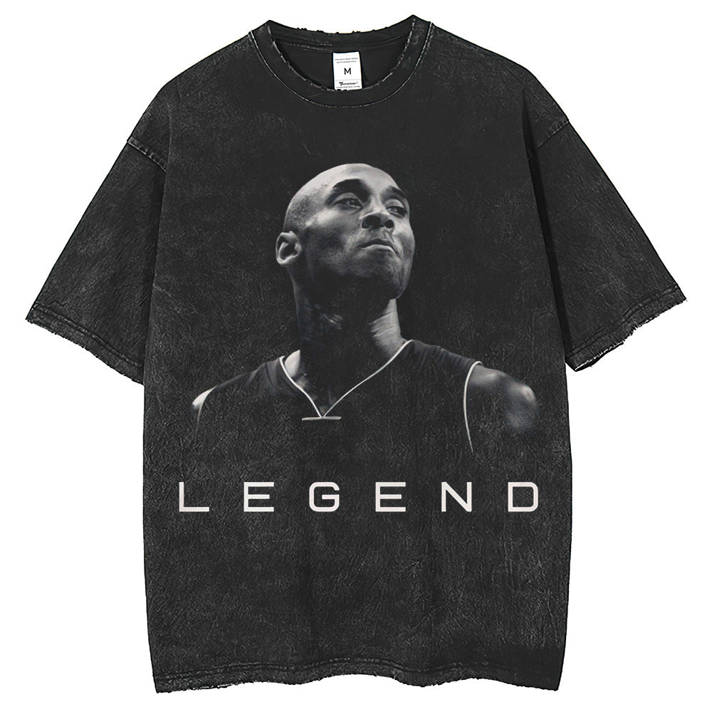 Mens T Shirts Kobe vintage print short sleeve T-shirt wash
