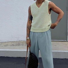 Rave Outfits Mens Vest Knitted V-neck