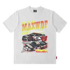 Men's T Shirt Retro Racing Short Sleeve Men's and Women's Hiphop Loose T-shirt