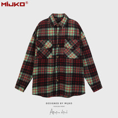 Mens Jacket Plaid Lapel Plaid Jacket MIJKO