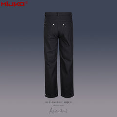 Mens Vintage Pants Black Denim Casual Pants MIJKO