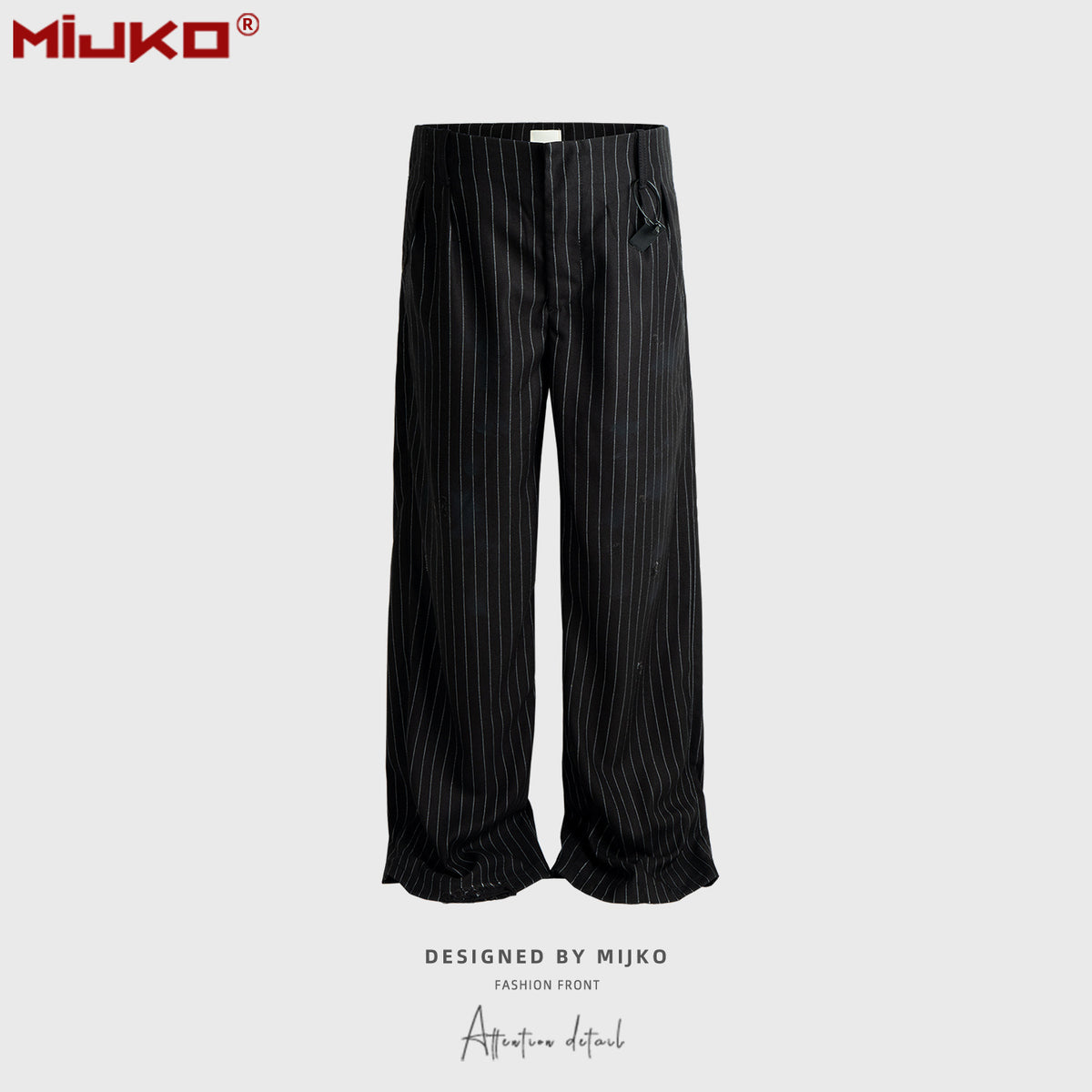 MIJKO men's clothing women's violent pattern washing destruction splashing ink old money wind trousers men's and women's straight cat whisker trousers