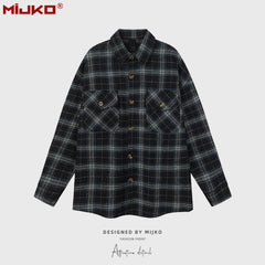 Mens Jacket Loose Casual Plaid Jacket MIJKO