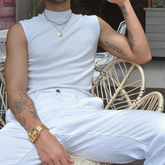 Rave Outfits Mens Vest Sleeveless Tight Bottoming Shirt