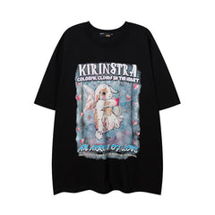 Men T Shirt Sweet Cool Bunny Printed Short Sleeve T-shirt Men and Women Couple Retro