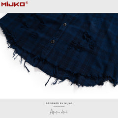 Mens Jacket Ripped Plaid Jacket MIJKO