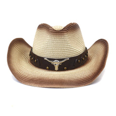 Chapeaux de cowboy en paille Protection solaire au bord de la mer Chapeau de soleil pour hommes