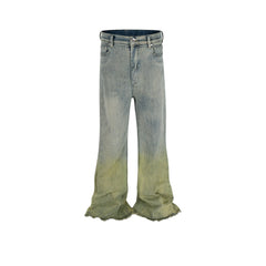 Men's Vintage Pants Men's Women's Cat Whiskers Washed Trousers Wide-Foot Jeans MIJKO