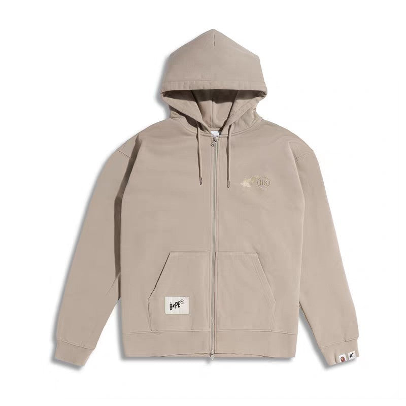 Bathing Ape autumn trendy brand zipper cardigan hooded sweater men's loose increase autumn and winter sports fleece jacket