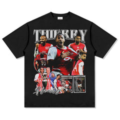 Mens Vintage Football T-Shirt Vintage Henry Printed Short Sleeve T-Shirt Washed Crew Neck