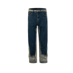 Men's Vintage Pants Washed Old Trousers Men's and Women's Splicing Straight Jeans MIJKO