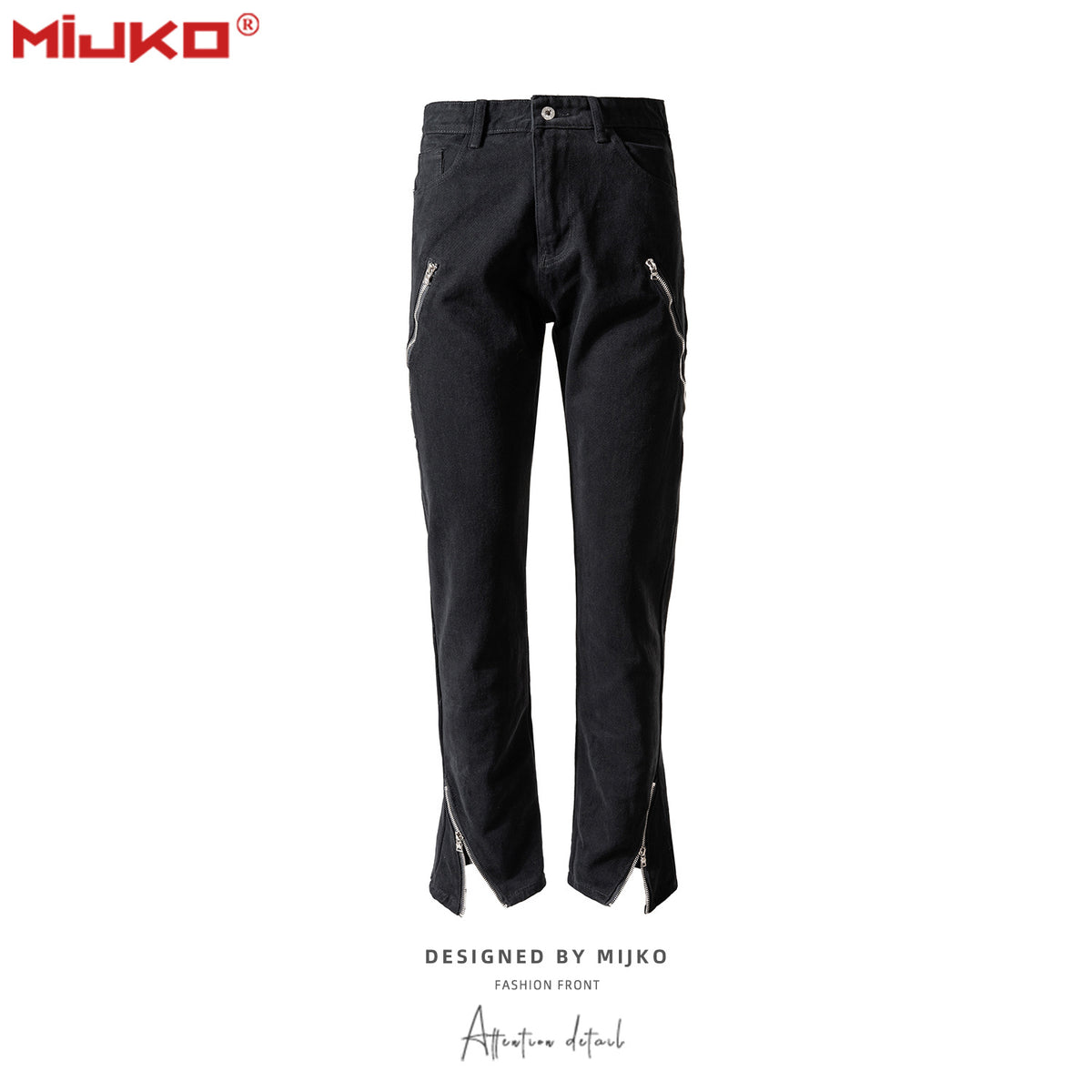 GGGard MIJKO series men's clothing women's spring and summer high street zipper decoration wide-footed trousers men's and women's straight jeans