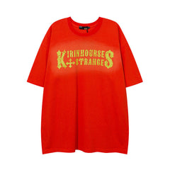 Men T Shirt Printed Short-Sleeved T-shirt Men's Ins Loose Street Casual Couple