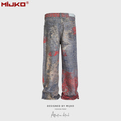 Mens Vintage Pants Straight Wide Leg Jeans MIJKO