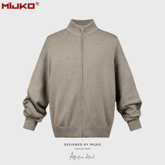 Mens Jacket Two-way Zipper Sweater Knitted Jacket MIJKO
