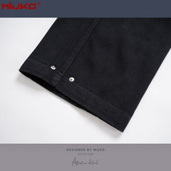 Mens Vintage Pants Black Denim Casual Pants MIJKO