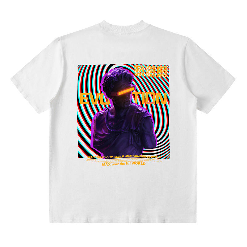 T-shirt homme Rétro Marque de mode T-shirt à manches courtes Homme et Femme Ample Pur Coton Couple