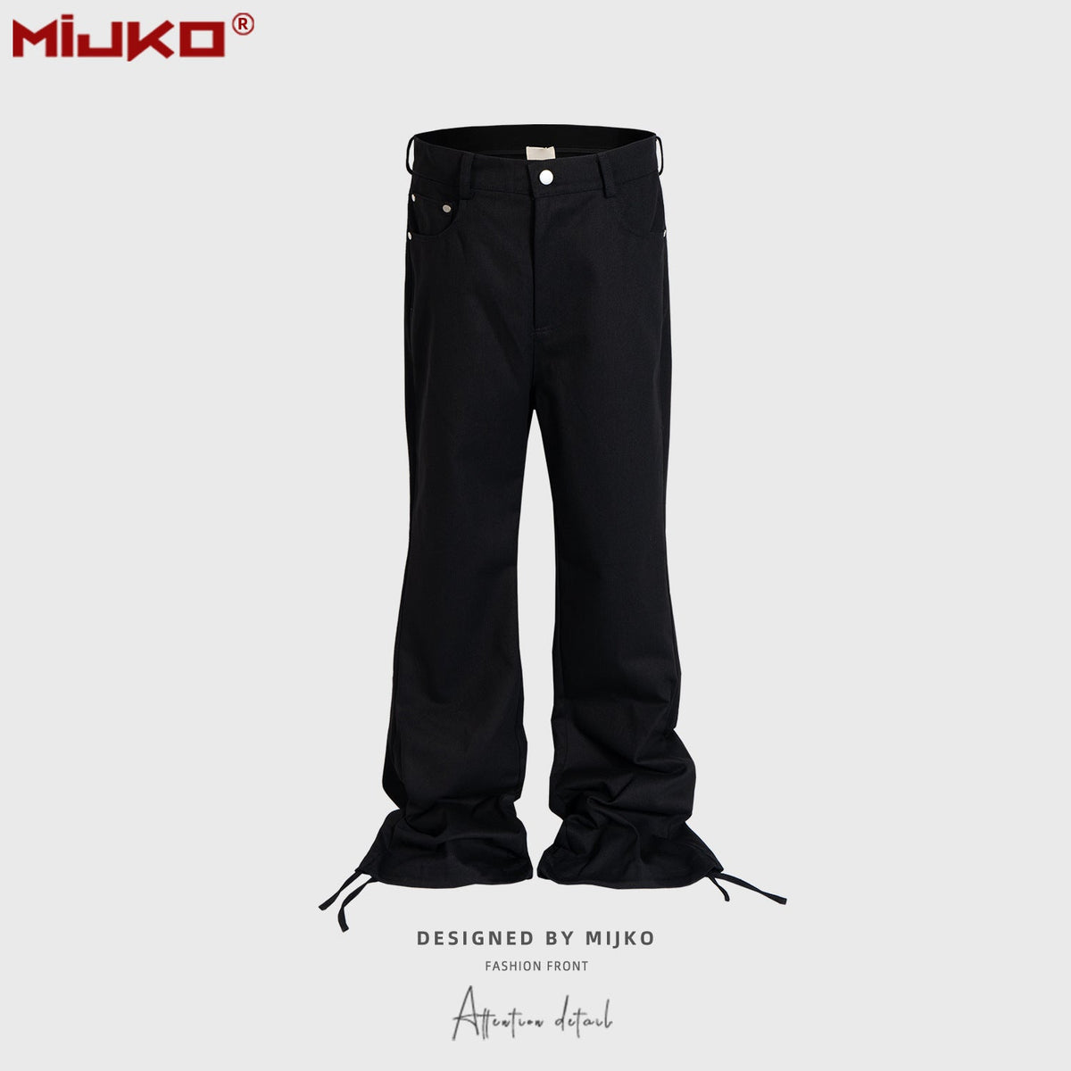 Mens Vintage Pants Drawstring Casual Bootcut Pants MIJKO
