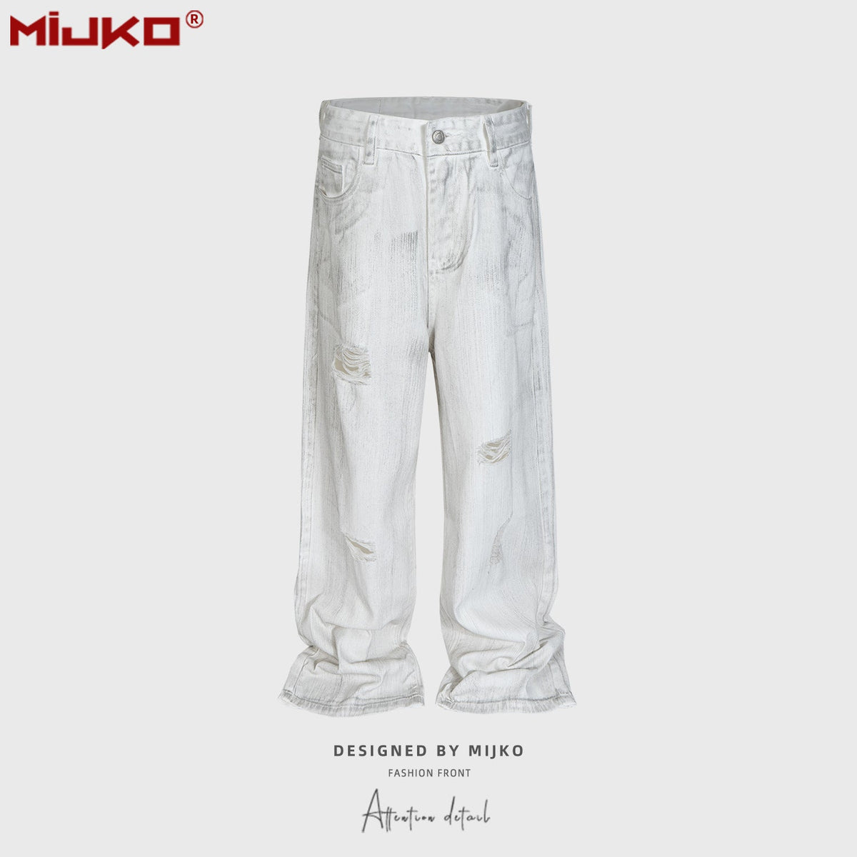 Mens Vintage Pants Ripped Ripped Straight Jeans MIJKO
