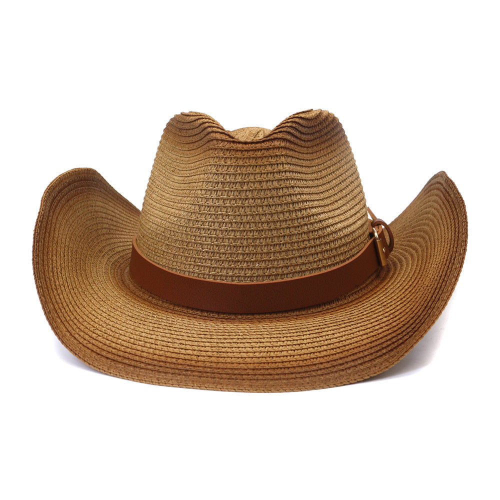 Chapeaux de cowboy en paille Printemps et Été Chapeau de cowboy en paille Western pour hommes et femmes Plage Extérieure