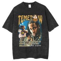 Men T Shirts Travis Scott American Street T-Shirt Vintage Short Sleeve Loose