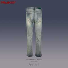 Mens Vintage Pants Old Slim Fit Zipper Jeans MIJKO