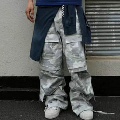 Men's Vintage Pants Men's Women's Casual Pants Camouflage Overalls MIJKO