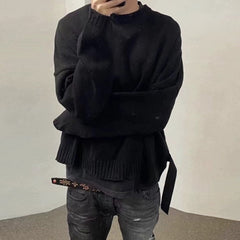 Mens Jacket Small Ripped Knitted Sweater Loose Sweater MIJKO