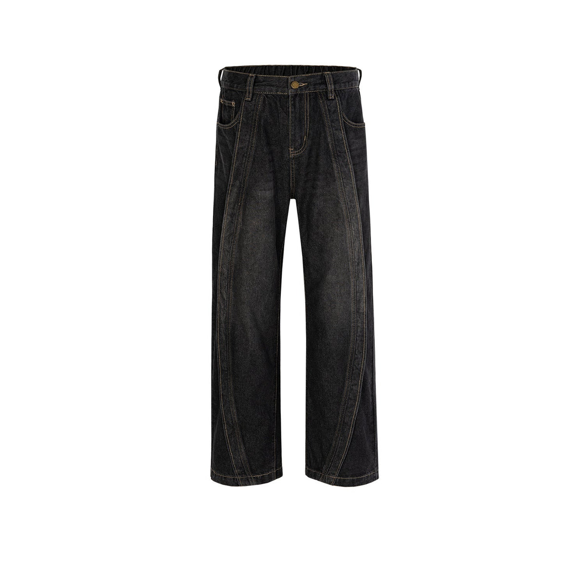 Men's Vintage Pants Splicing Pants Men's and Women's Waist Straight Jeans MIJKO