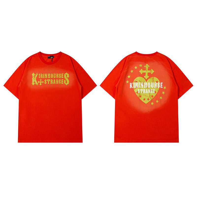 Men's T Shirt Summer Short Sleeve T-shirt Men's and Women's Loose Printed Half Sleeve