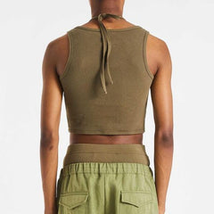 Rave Outfits Mens Vest Double-Shoulder Strap Tassel Knitted