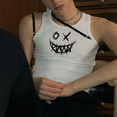 Rave Outfits Mens Vest Stitching Printing